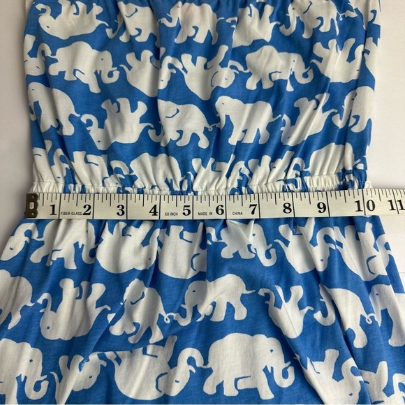 Lilly Pulitzer Windsor Strapless Dress XS Tusk In Sun Blue White Elephants Pima - Picture 3 of 8
